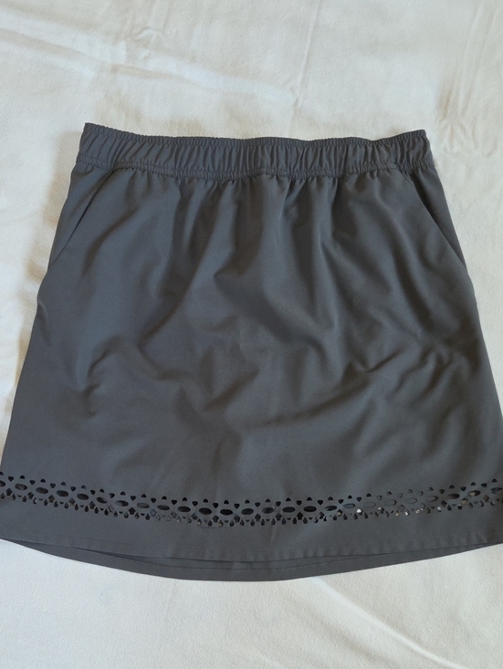 Stillwater Supply Co. Pants - Stillwater Supply Co. Gray Laser-Cut Hem Women's Skorts-Elastic Waist